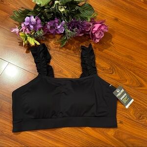 Black Sports Bra with Ruffle Straps Size 2X